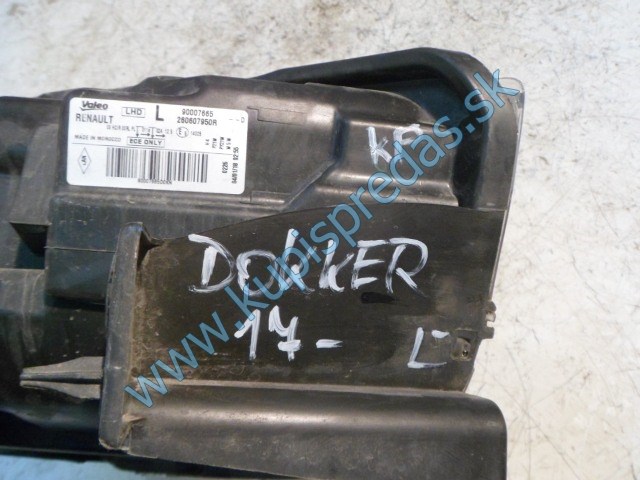 ľavé predné svetlo na daciu dokker, 260607950R